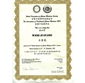 第八届世界中医药大会荣誉证书